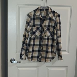 Stradivarius Shirt, Size S, Black-Gray-White-Tan